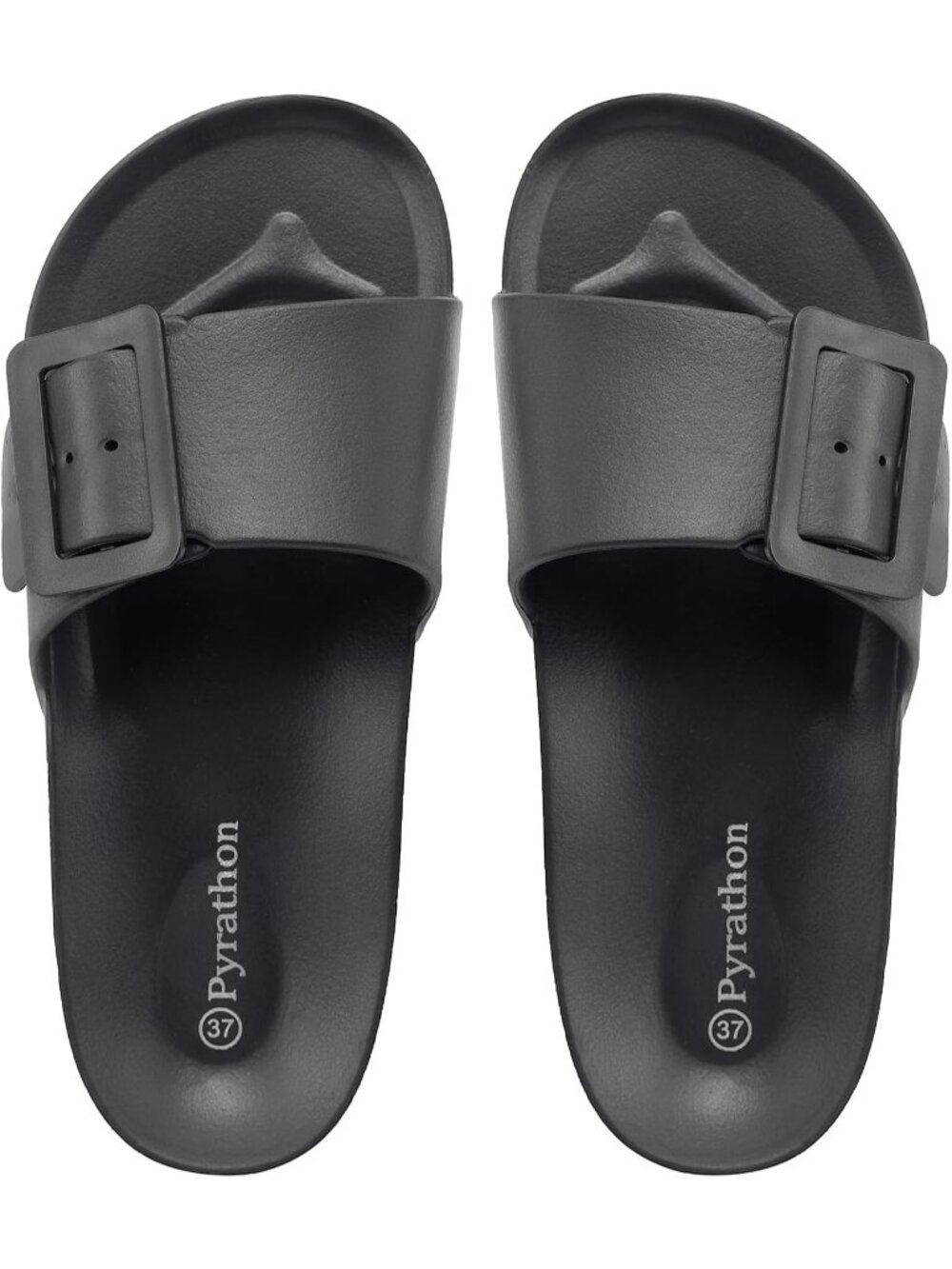 Women's Dark Black Slides Fashion Flat Sandals Slippers for Summer Casual